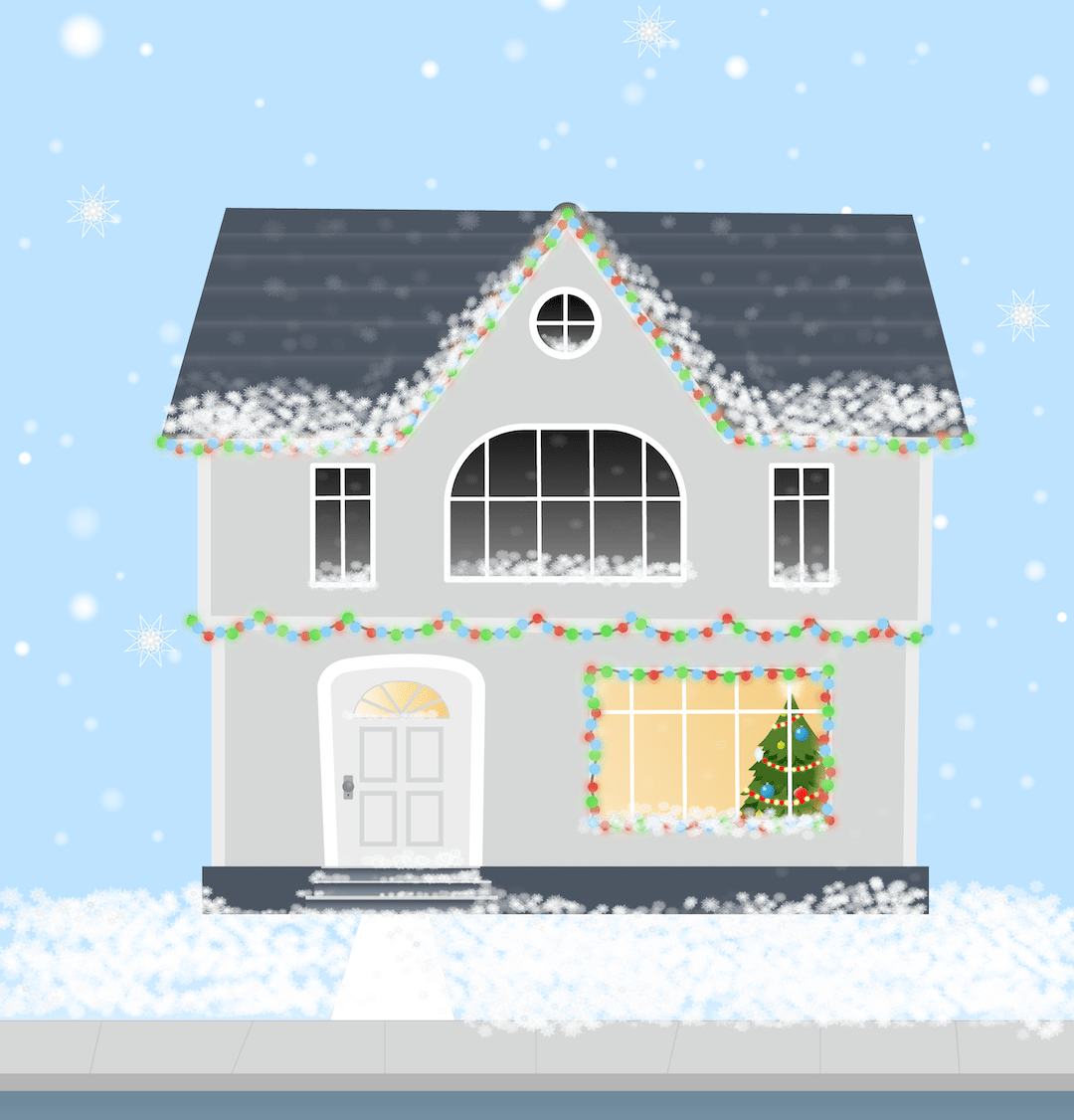 neige qui tombe clipart house